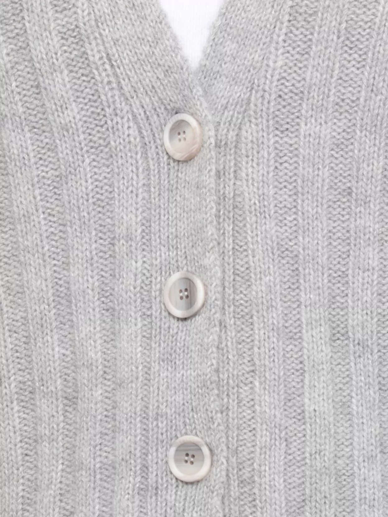 Peserico Long Sleeve V-Neck Ribbed Cardigan With Lurex