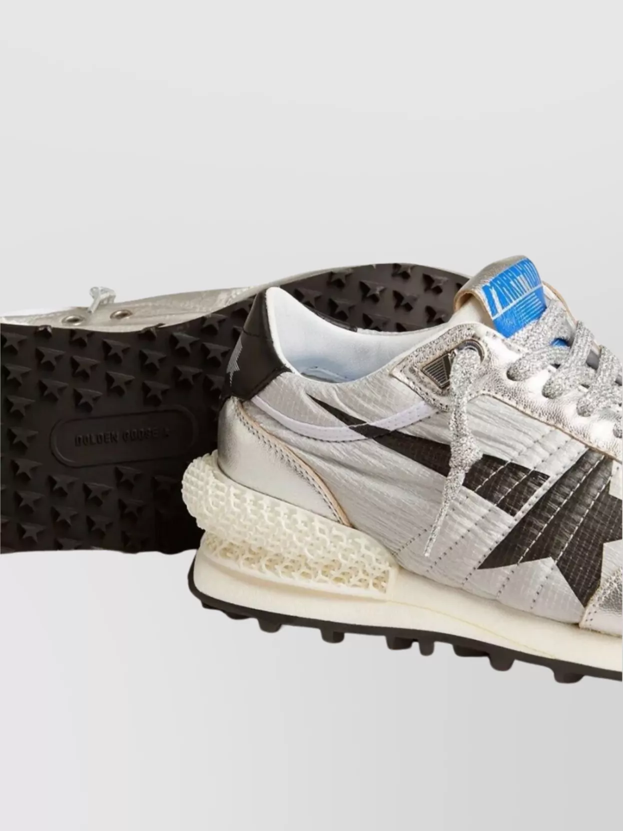Golden Goose Marathon Nylon Sneakers Silver Black Star