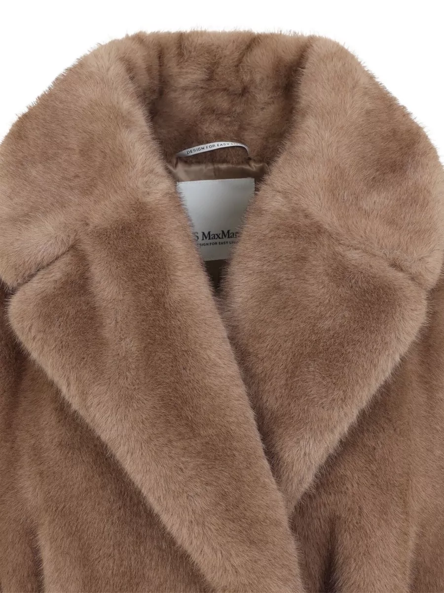 S Max Mara Faux Fur Belted Long Coat