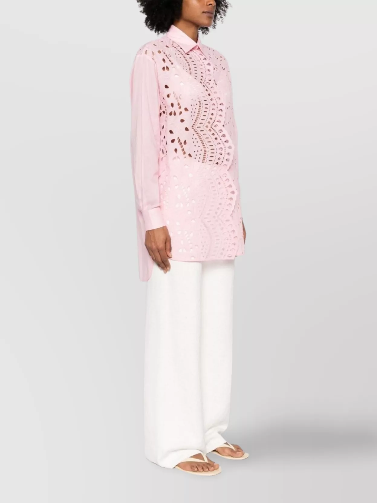 Ermanno Scervino Sheer Lace Shirt Scalloped Edges