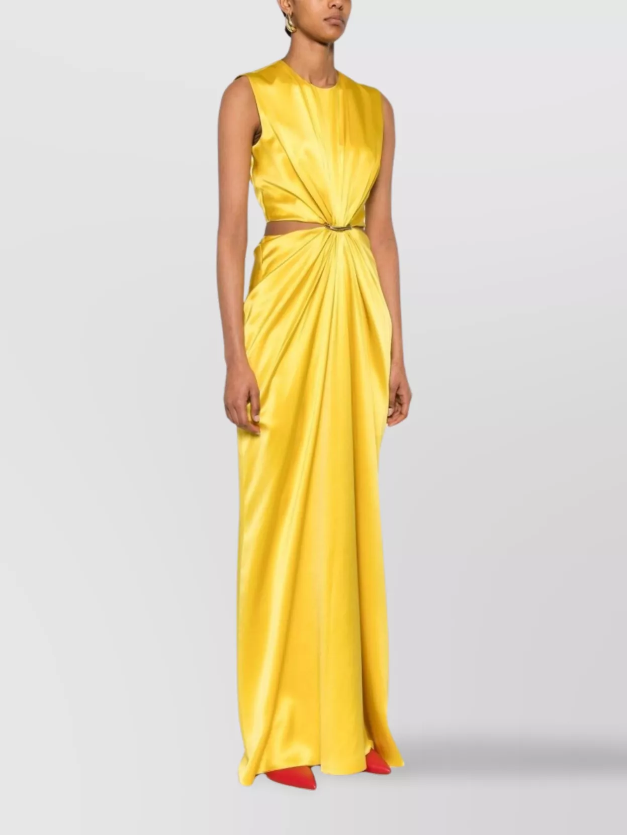 Max Mara Draped Ring Detail Satin Dress