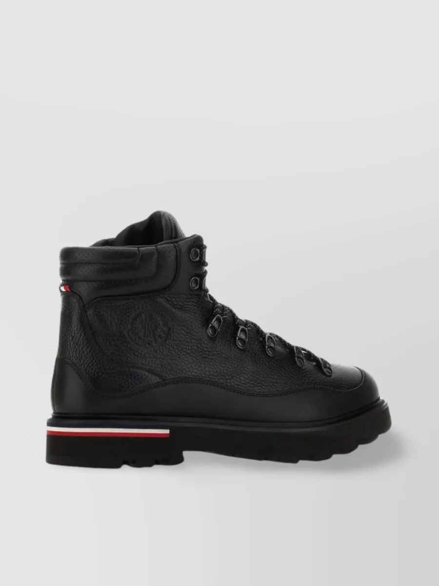 Shop Moncler Peka Trek Ankle Boots In Luxe Leather In Black