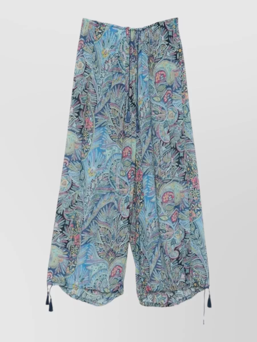 Etro silk paisley printed wide-leg trousers