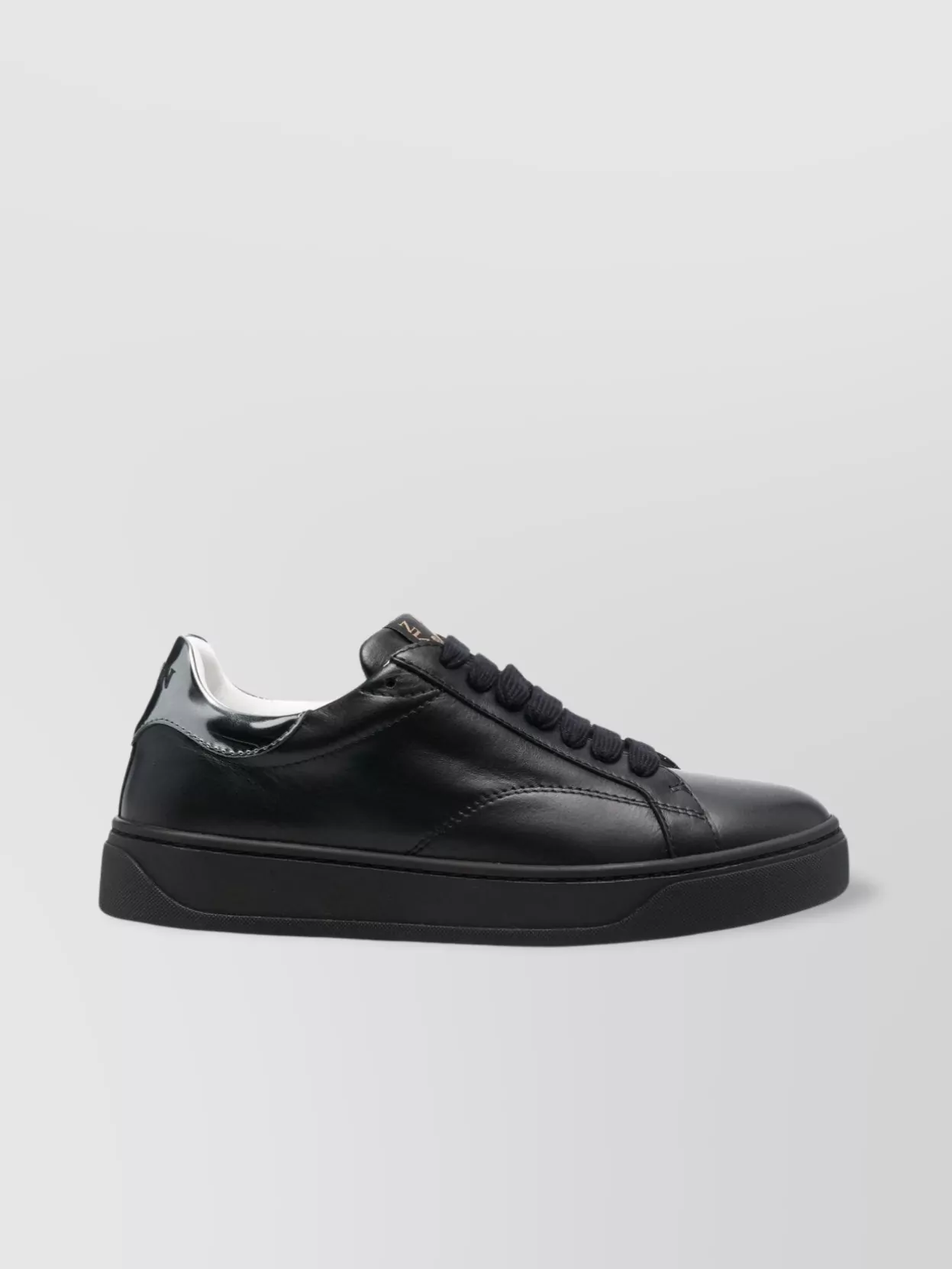 Shop Lanvin Leather Low Top Sneakers In Black