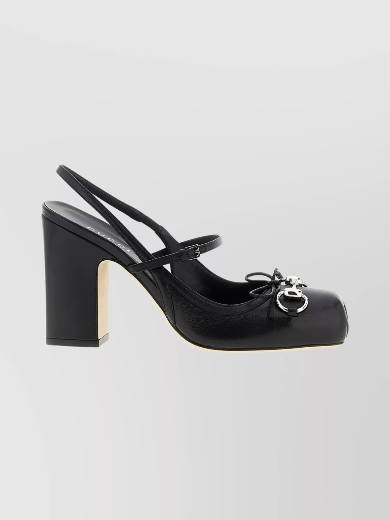 Gucci Square Toe Slingback Pumps With Block Heel In Black