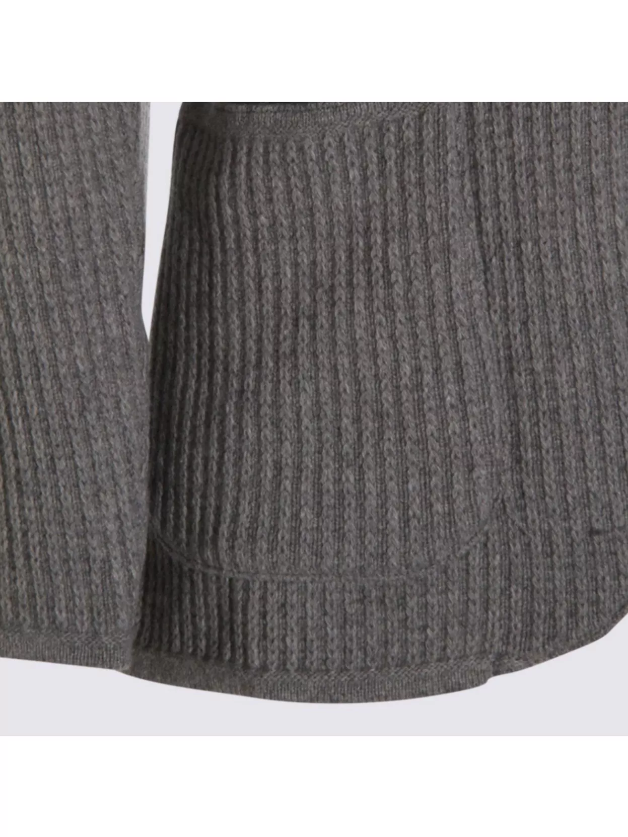 Lardini Ribbed Texture Crewneck Sweater With Notched Lapel In Gray