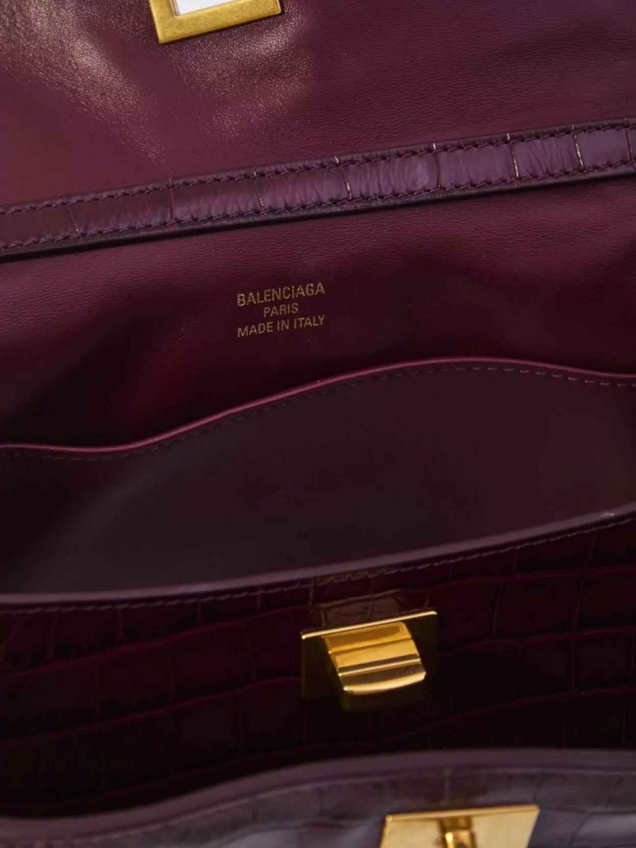Balenciaga Crocodile Embossed Leather Tote Bag