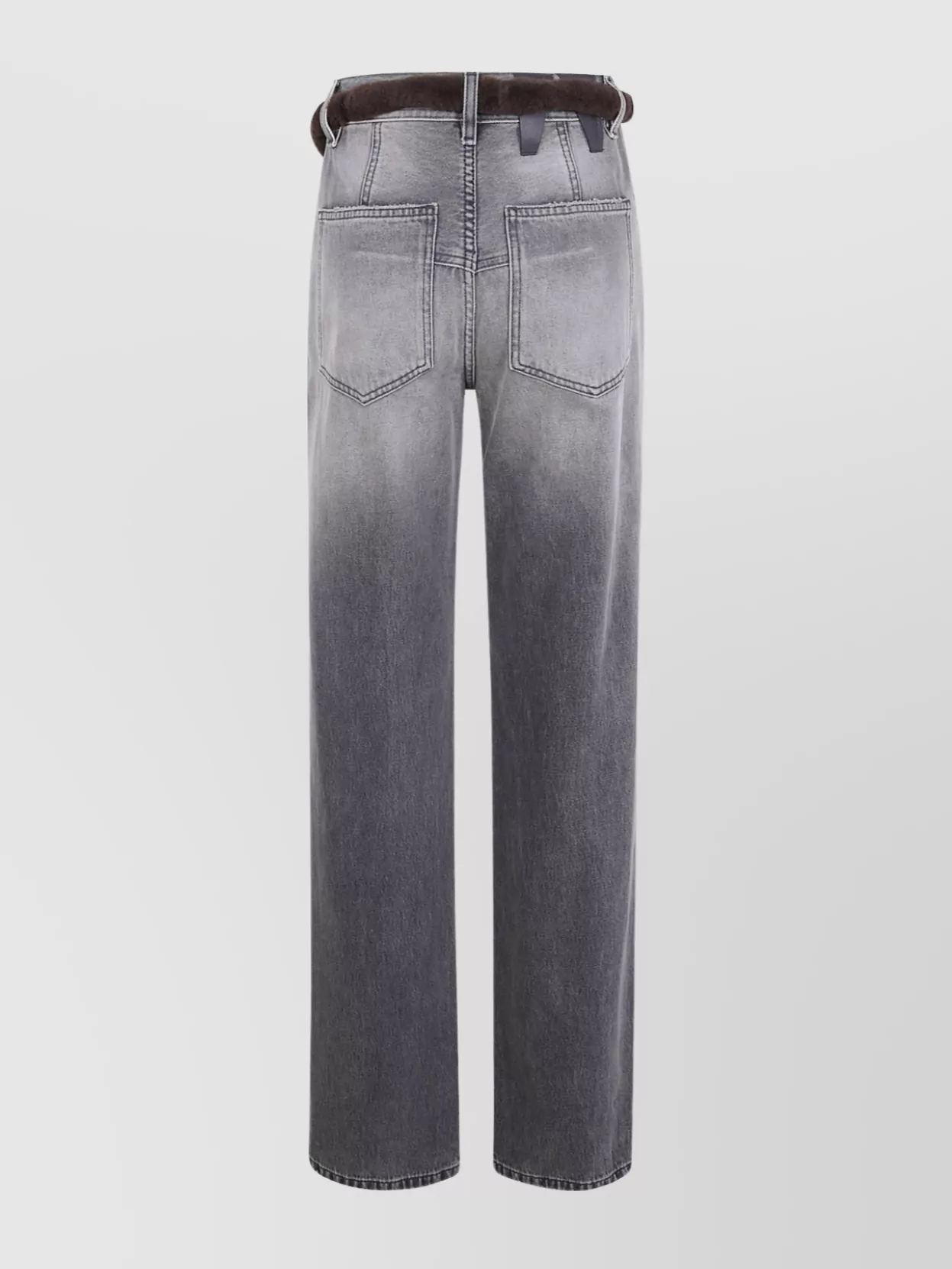 Darkpark Straight Leg Denim Fur Belt In Black