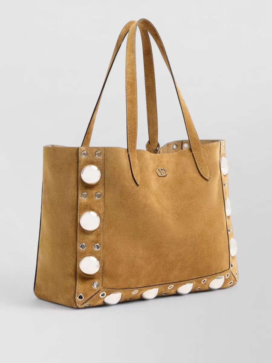 Valentino Garavani Suede Shopping Tote Bag Metal Logo