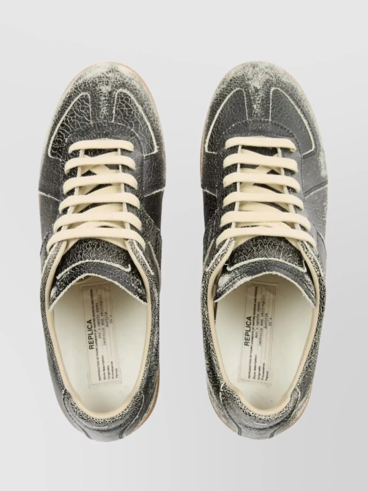 Maison Margiela "Replica" Distressed Low-Top Sneakers With Round Toe