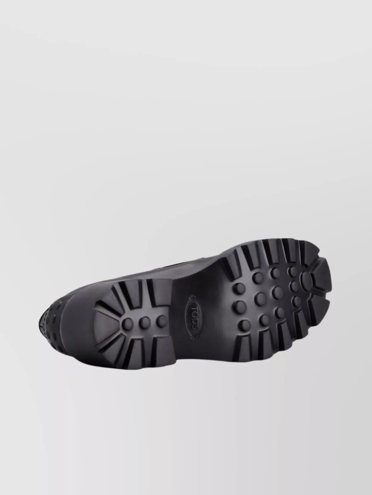 Tod's Lug Sole Loafers With Metal Chain Detail In Black