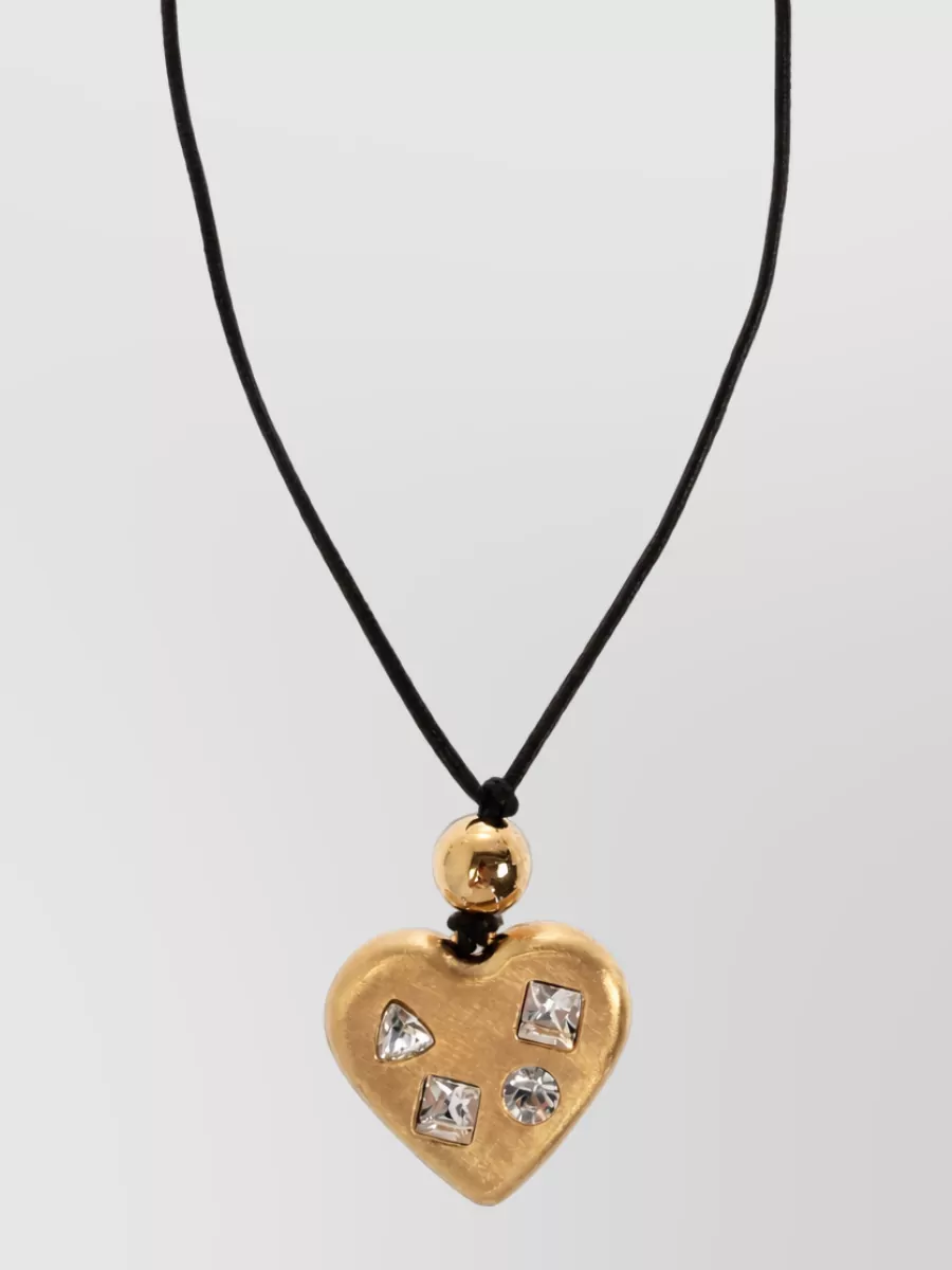 Jacquemus crystal-embellished heart pendant necklace