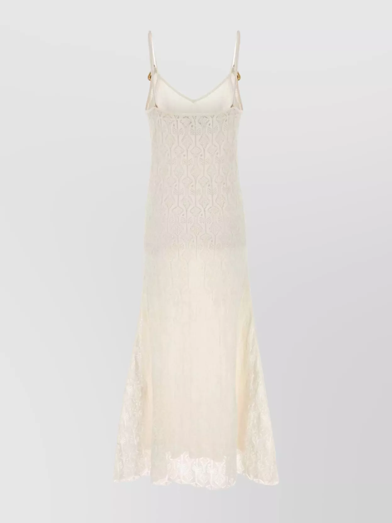 Bottega Veneta Lace Dress With Spaghetti Straps And Flared Hem In Gray