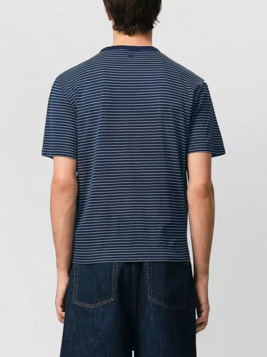 Ami Paris Striped Cotton Short Sleeve T-Shirt