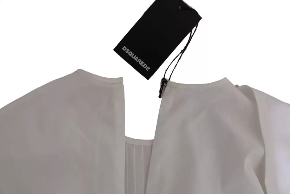 Dsquared2 Cotton Pleated Long-Sleeve Crew-Neck Blouse