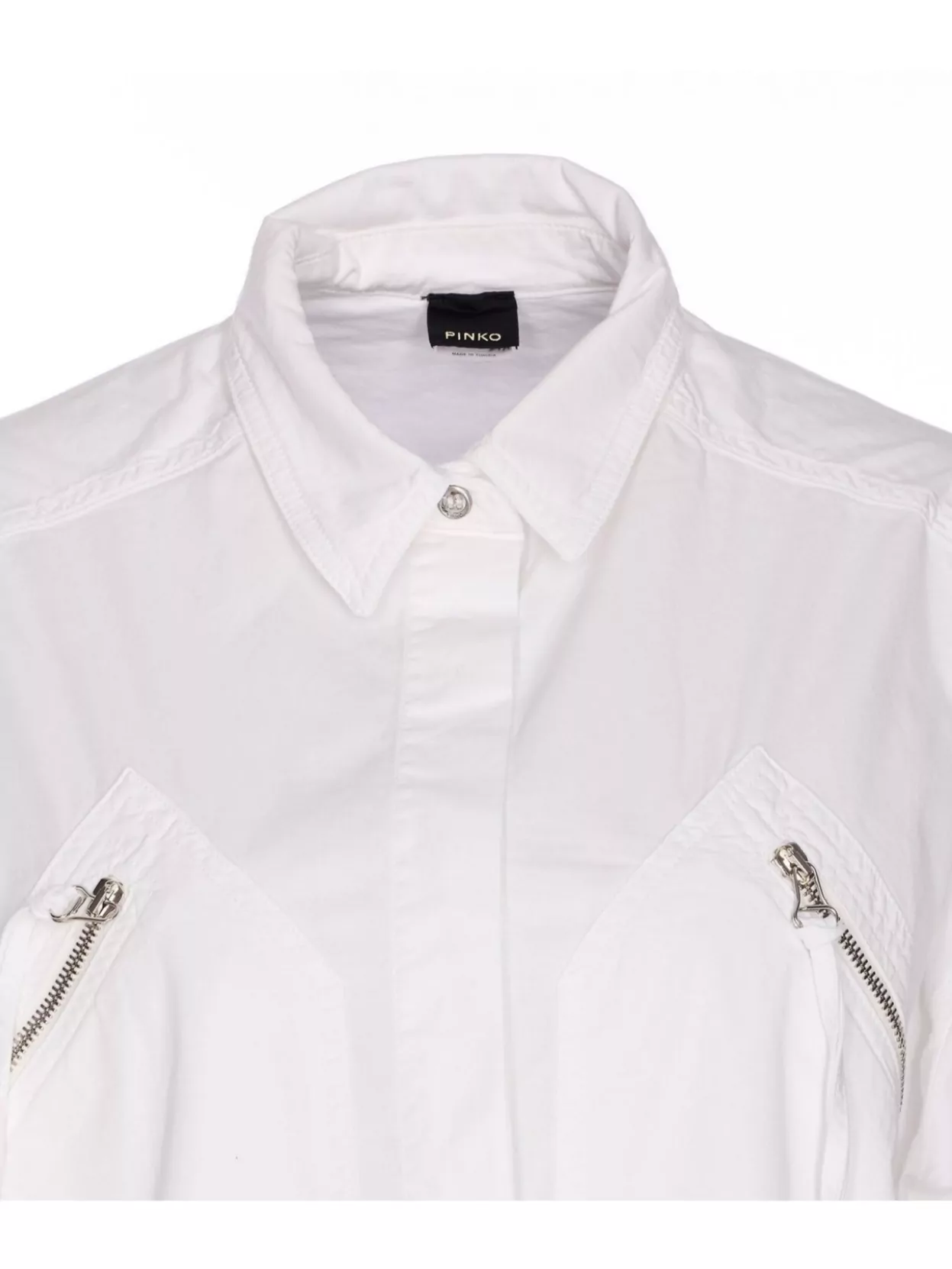 Pinko Long Sleeve Button-Down Collar Zip Pocket Top