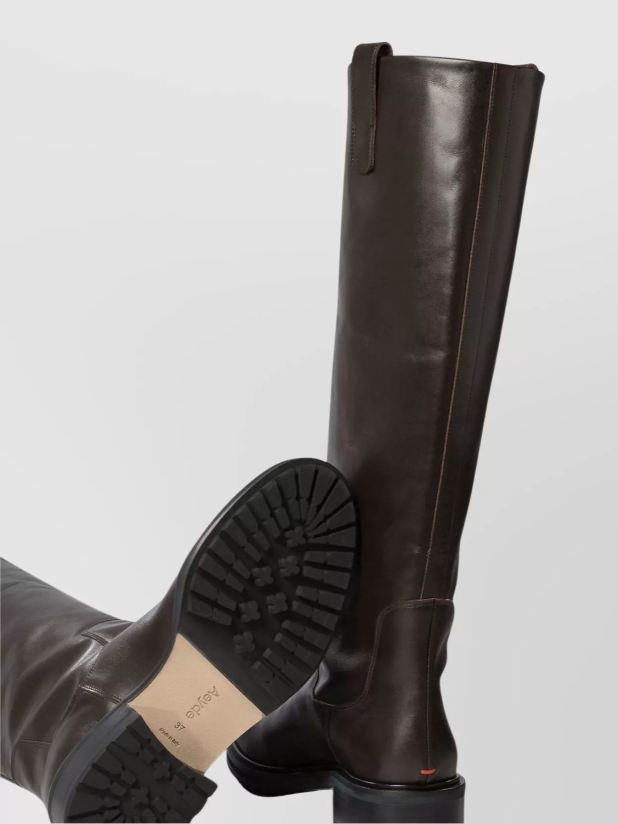 Aeyde "Henry" Leather Knee-High Boots With Chunky Sole