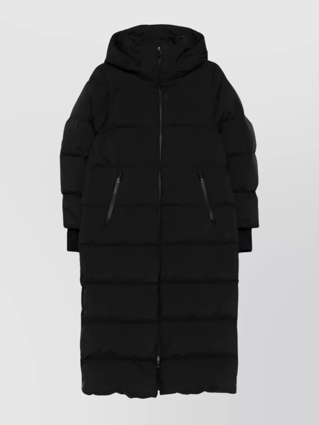 Herno Hooded Quilted Long Down Jacket With Pockets In Black