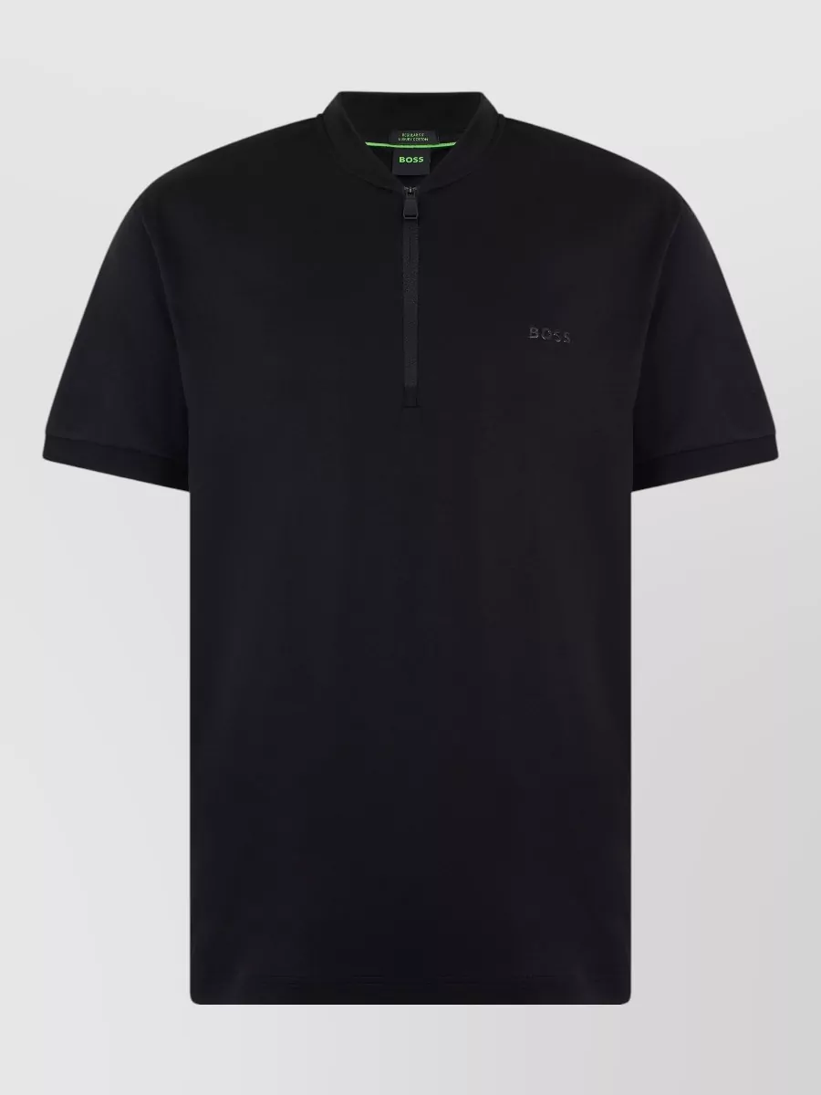 Boss short-sleeve zip-collar t-shirt