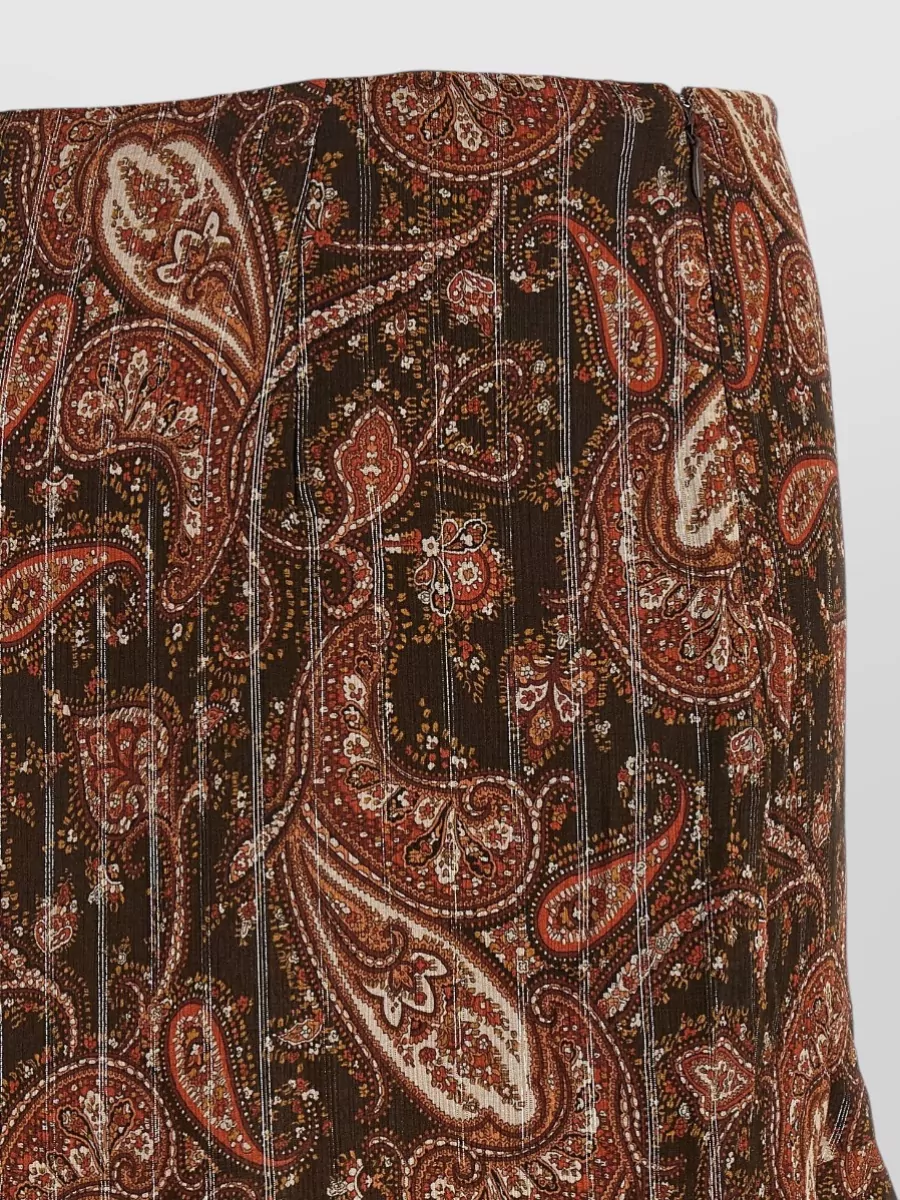The Andamane Paisley Print Asymmetric Ruffled Maxi Skirt