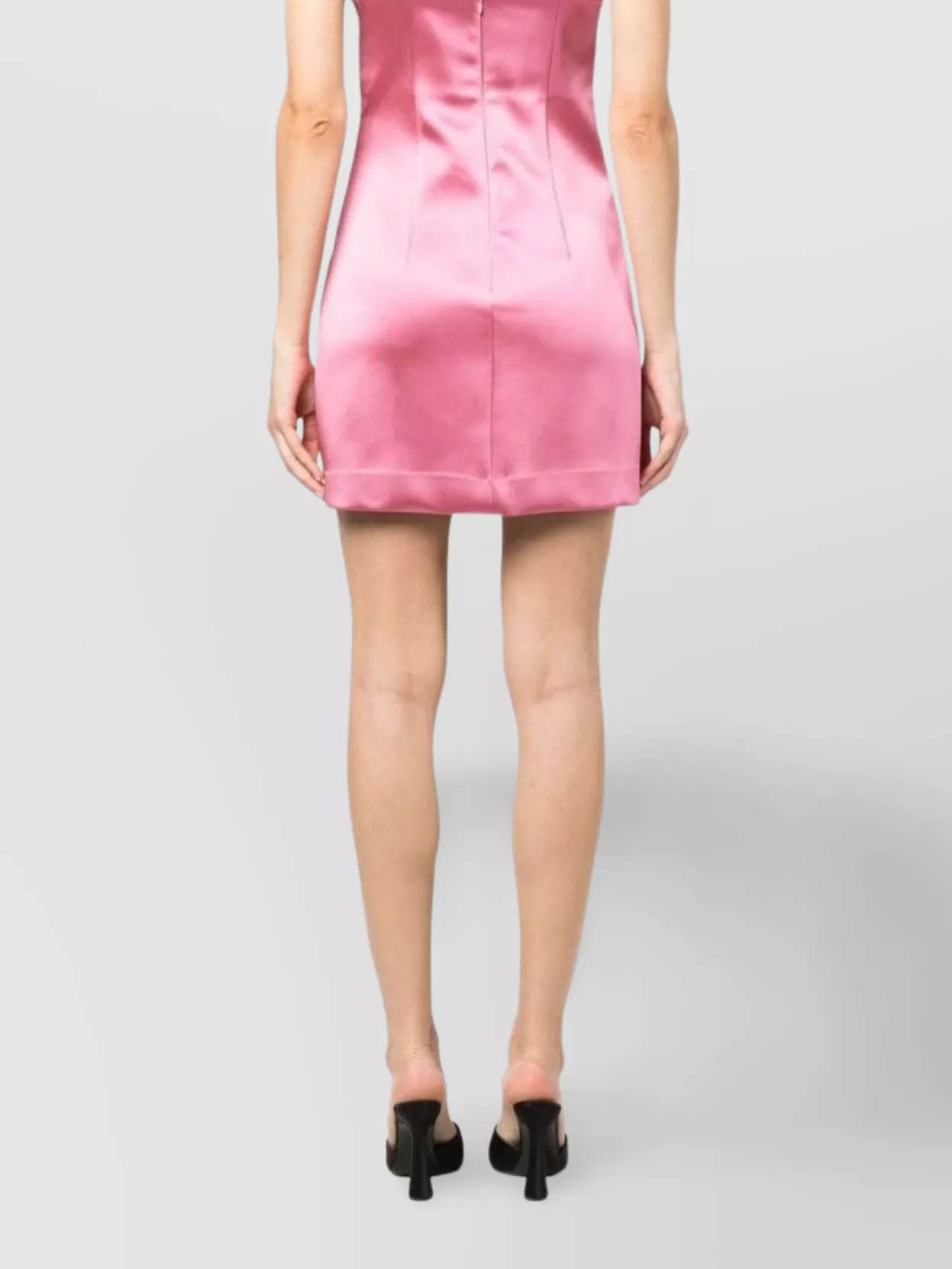 Parosh Halterneck Satin-Finish Minidress Ruffled Trim