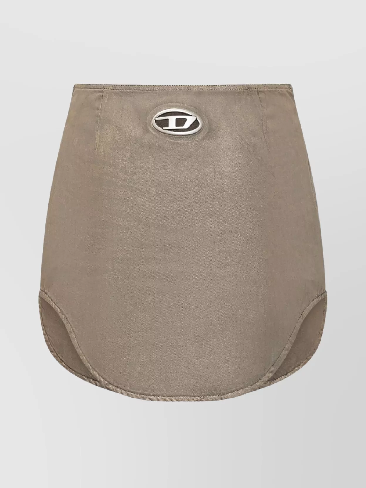 Diesel Midi Skirt With Asymmetrical Hem And Metallic Finish In Neutral