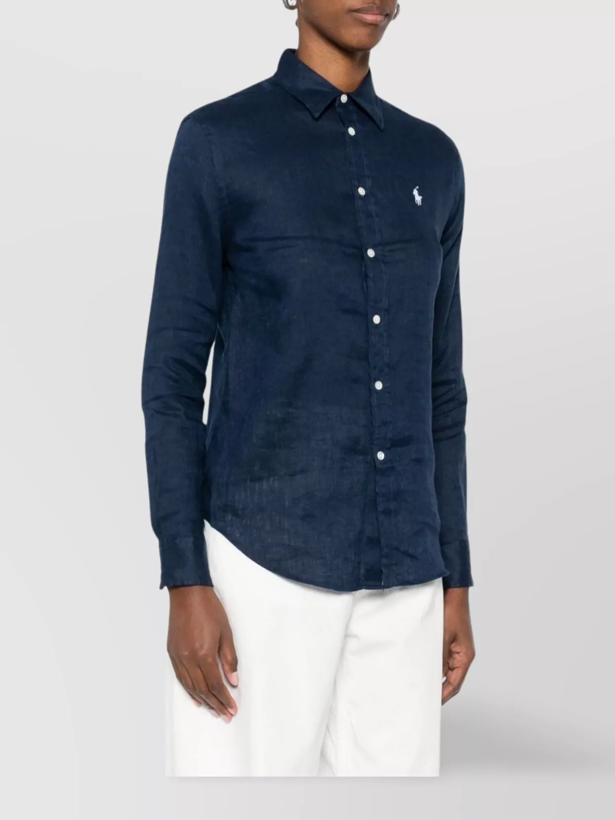 Ralph Lauren Long Sleeve Linen Shirt With Structured Collar