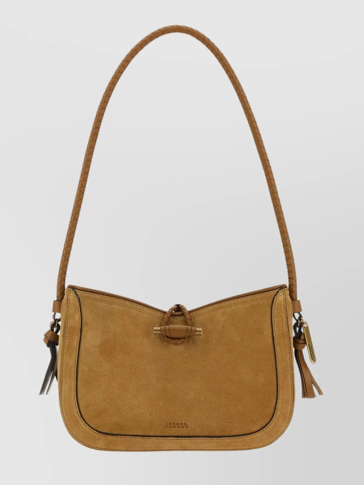 Isabel Marant Suede Vigo Hobo Bag With Leather Handle And Braided Strap In Brown
