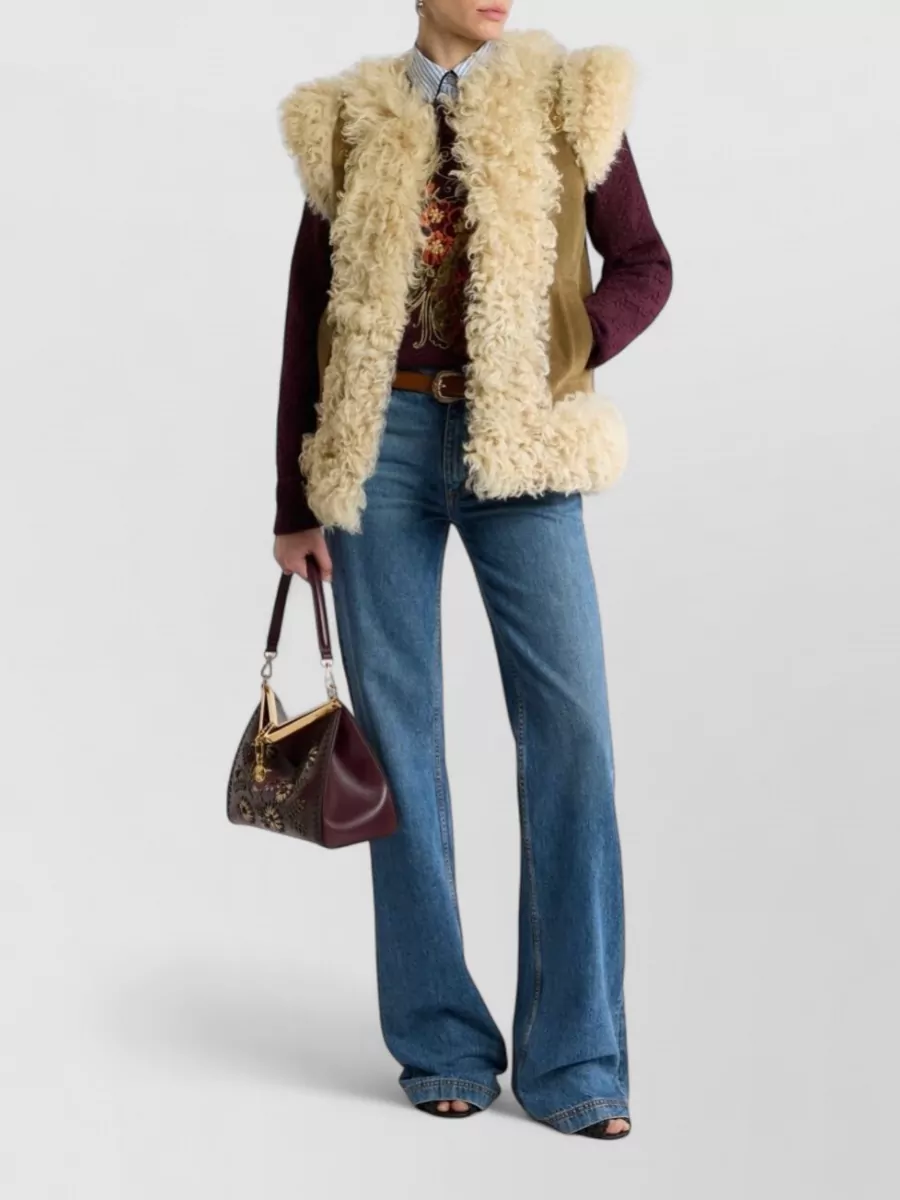 Etro Shearling Embroidered Vest