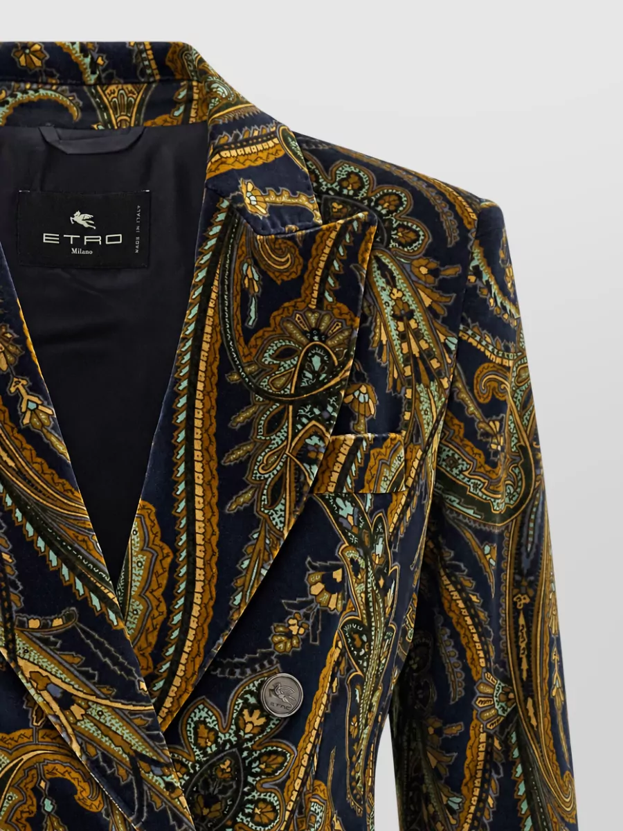 Etro Cotton Velvet Paisley Floral Double-Breasted Blazer