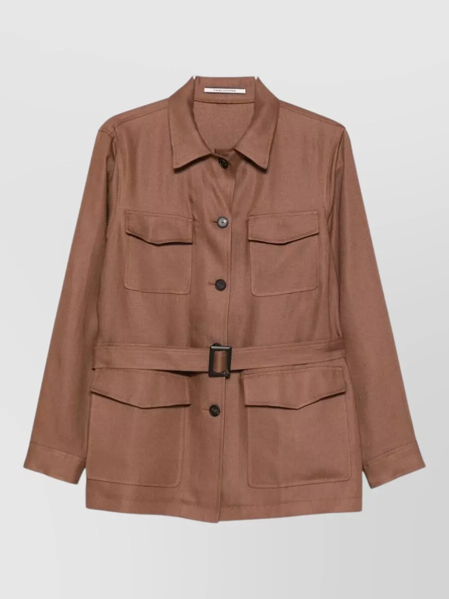 Tagliatore linen belted jacket