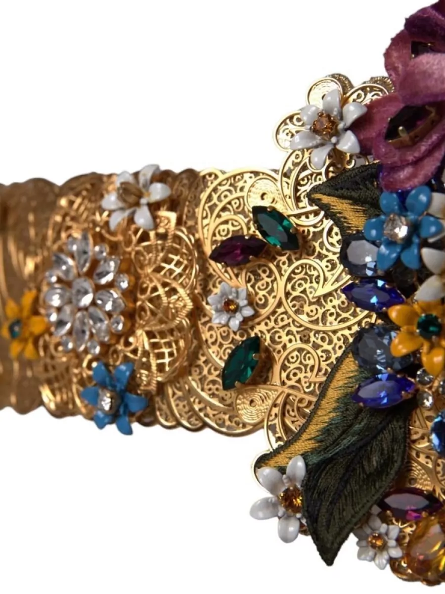 Dolce&Gabbana Crystal-Embellished Floral Wide Belt