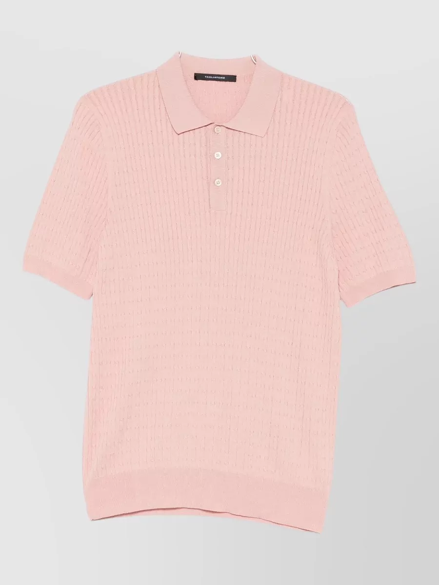 Tagliatore cable-knit cotton polo shirt