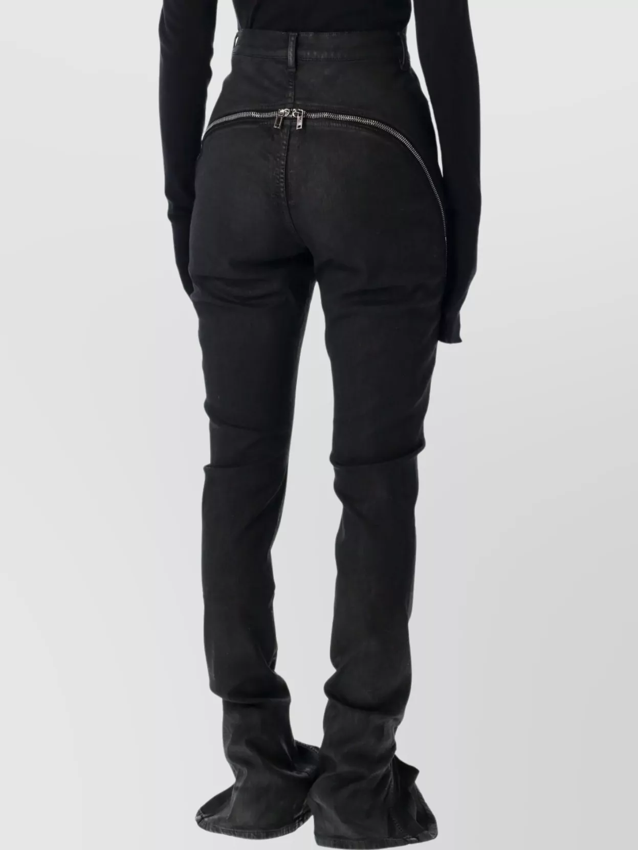 Rick Owens Drkshdw High Waist Flared Trousers Full Length In Black