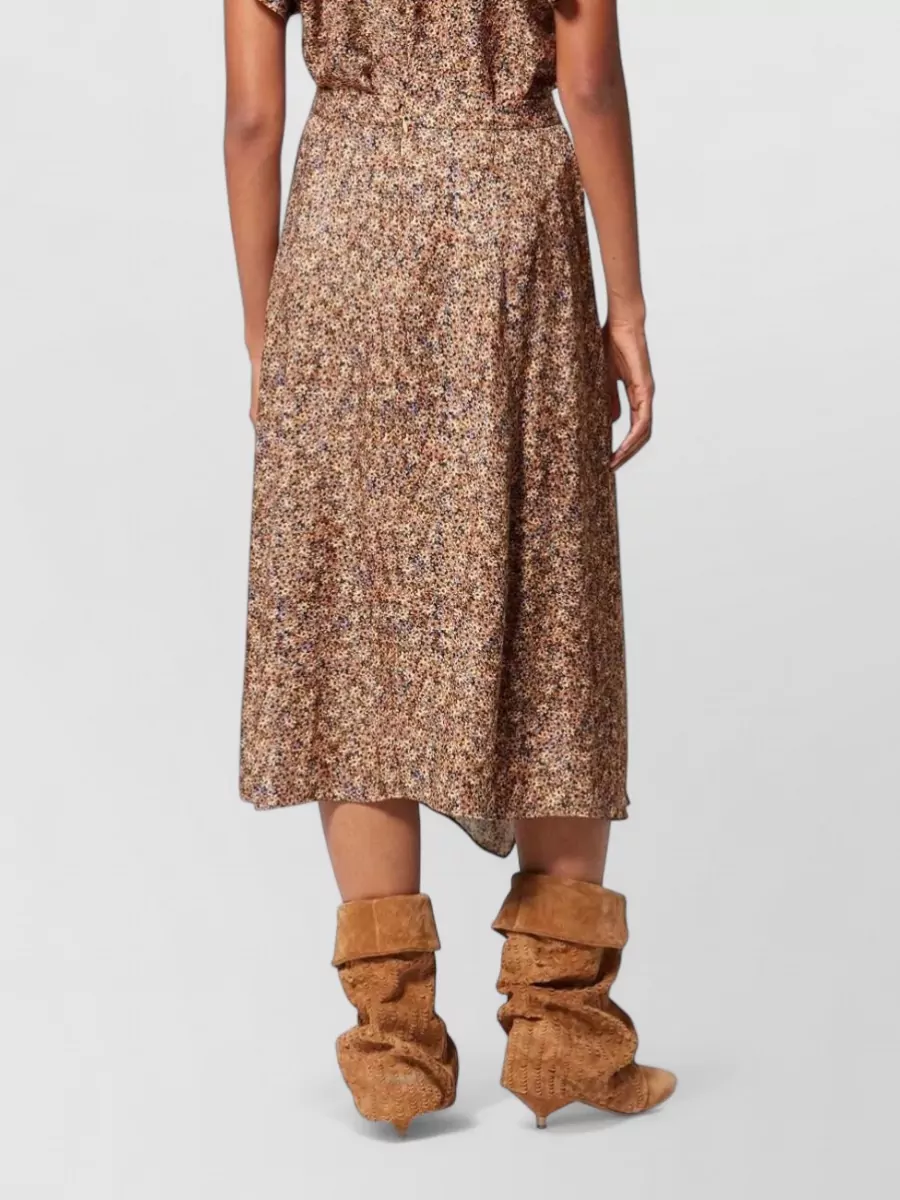 Isabel Marant High Waist Asymmetrical Midi Skirt Floral Draped