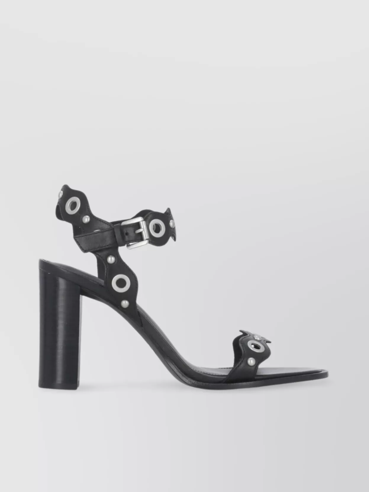 Ash Studded Leather Block Heel Sandals