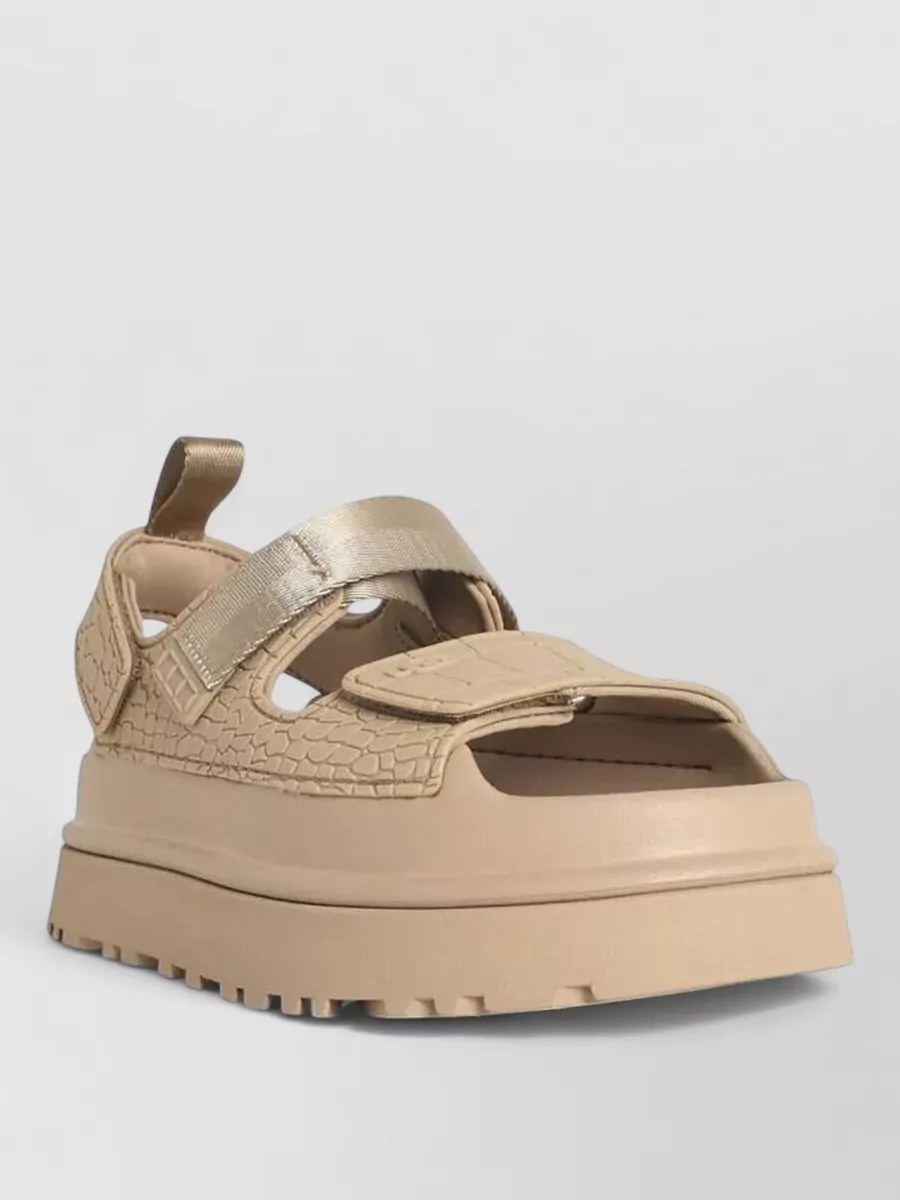 Ugg suede leather goldenglow embossed sandals
