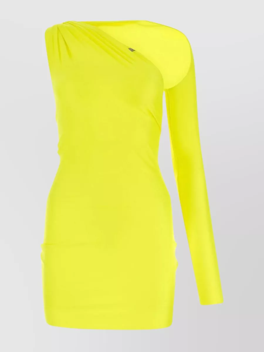 Shop Alyx Asymmetrical One-shoulder Satin Mini In Yellow