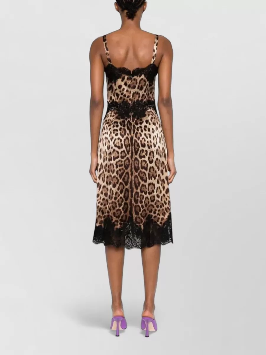Dolce&Gabbana Leopard Lace Midi Dress Silk Blend