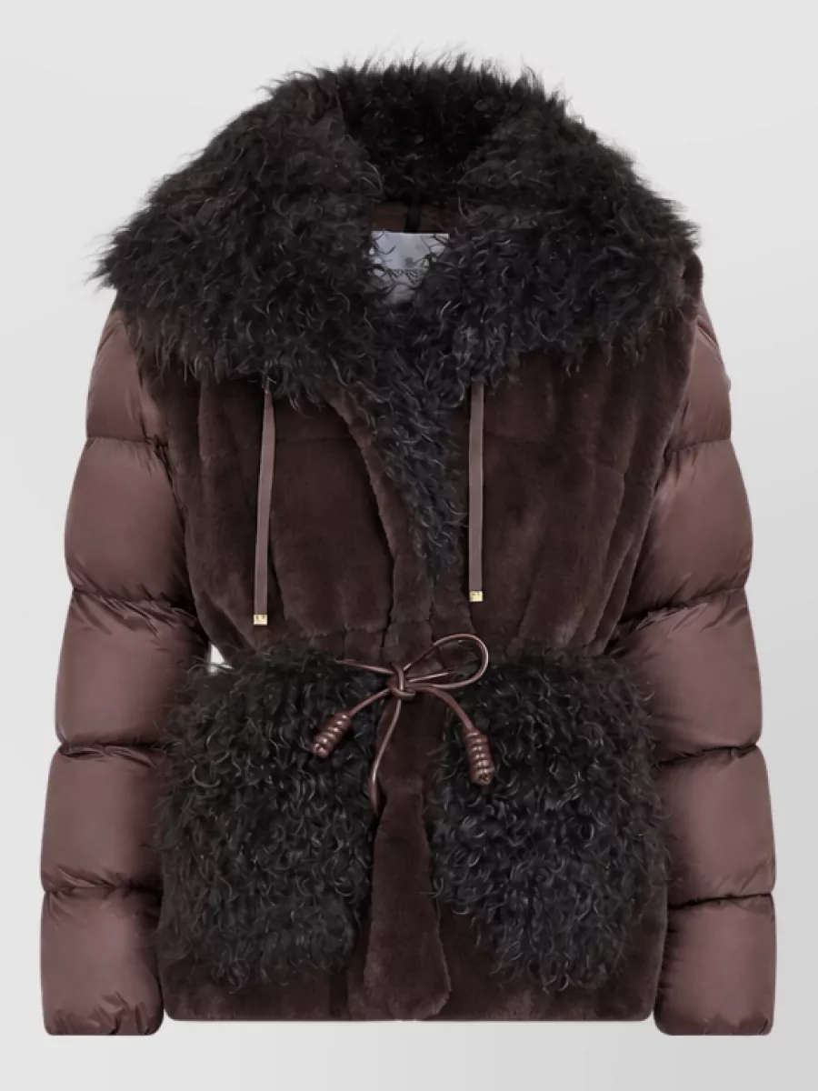Moncler down fur trimmed quilted puffer jacket
