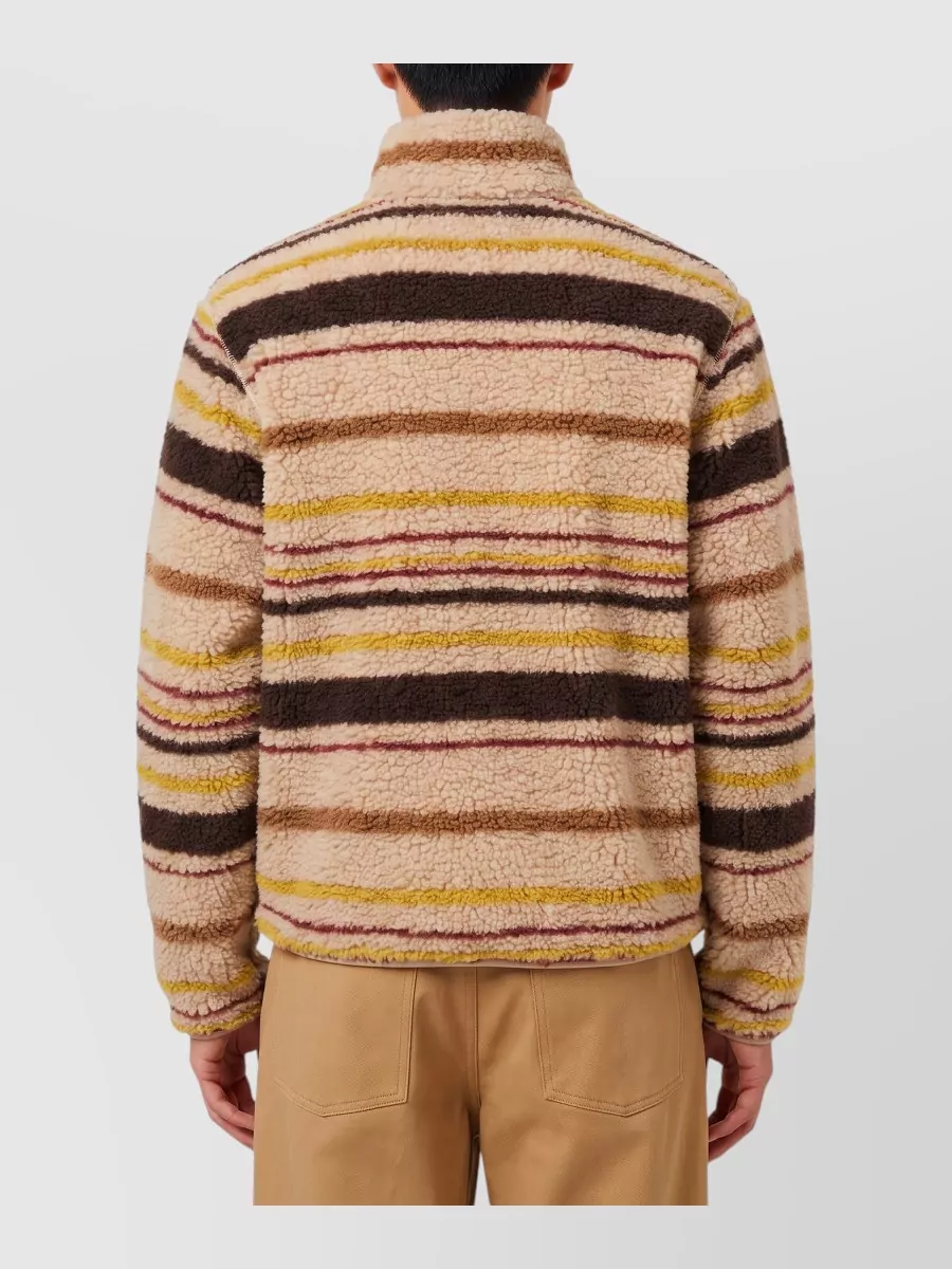 Moncler Striped Teddy-Effect Zip Cardigan