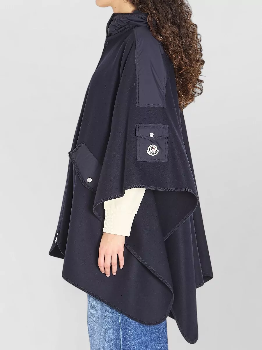 Moncler Wool Nylon Cape Hood And Pockets