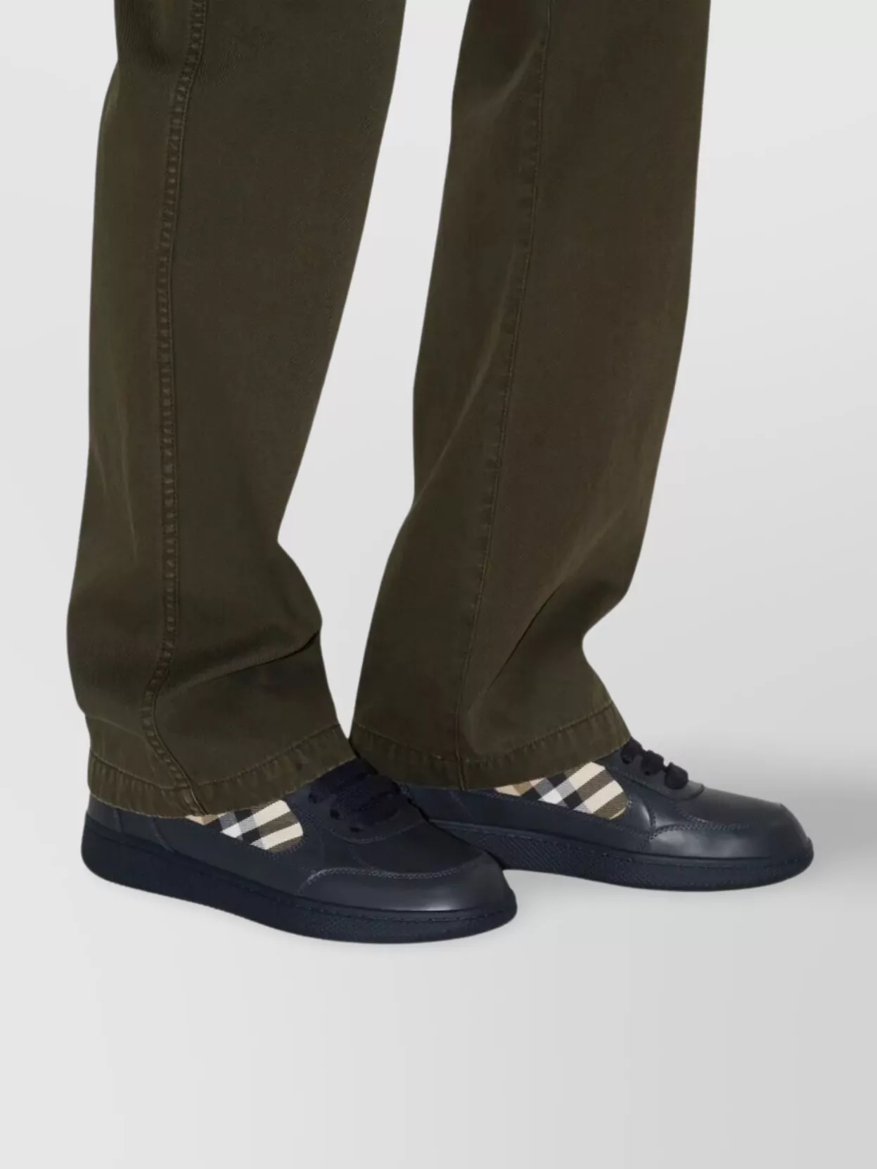 Burberry Check And Leather Low-Top Sneakers
