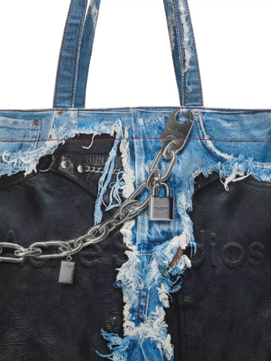 Acne Studios Denim Tote Bag Chain Detail Handles