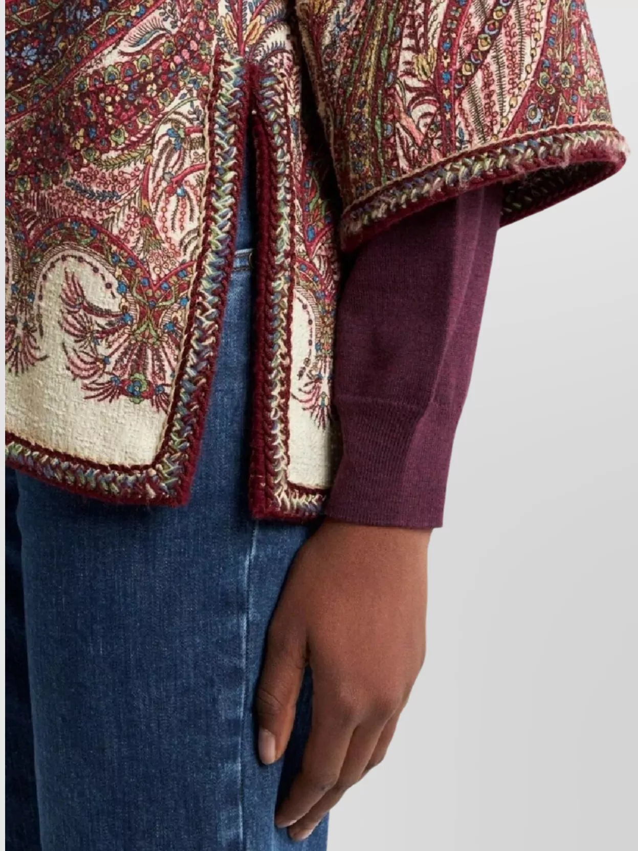 Etro Embroidered Paisley Trim Jacket In Neutral