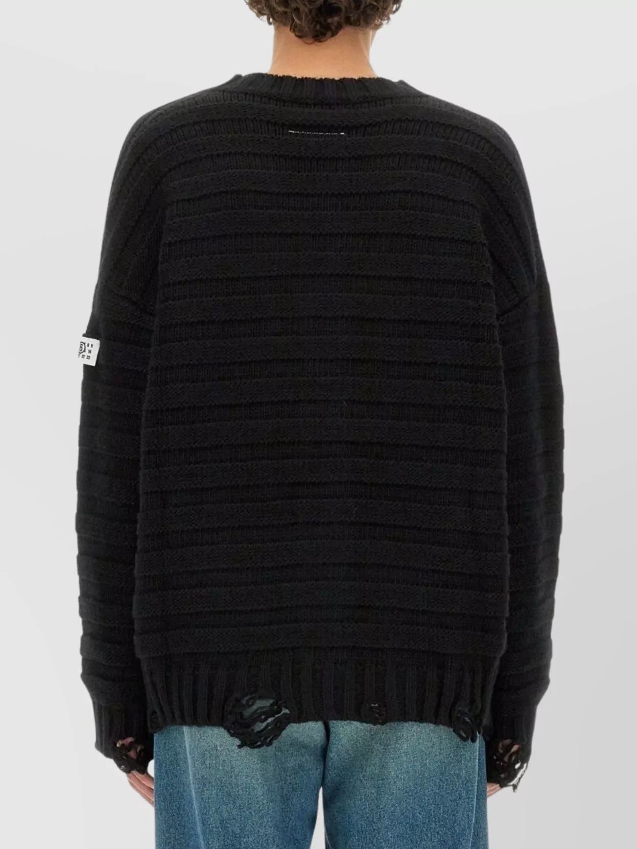 Mm6 Maison Margiela V Neck Distressed Hem Ribbed Cardigan