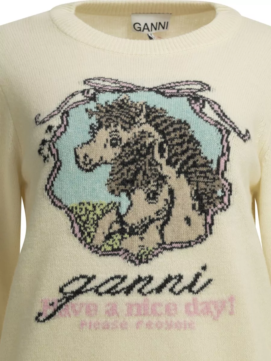 Ganni Wool Crew-Neck Sweater