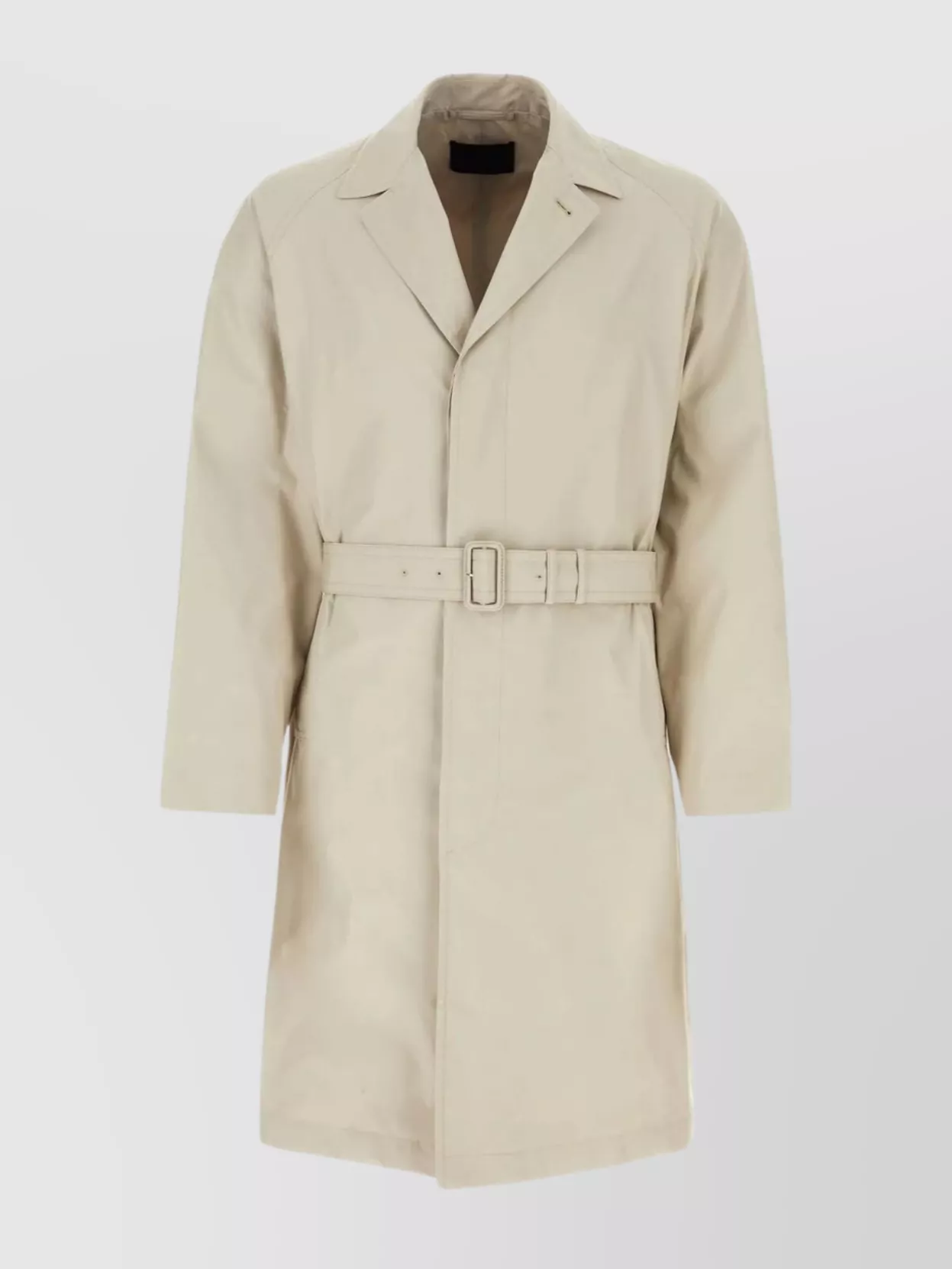 Shop Prada Back Slit Cotton Blend Overcoat In Beige