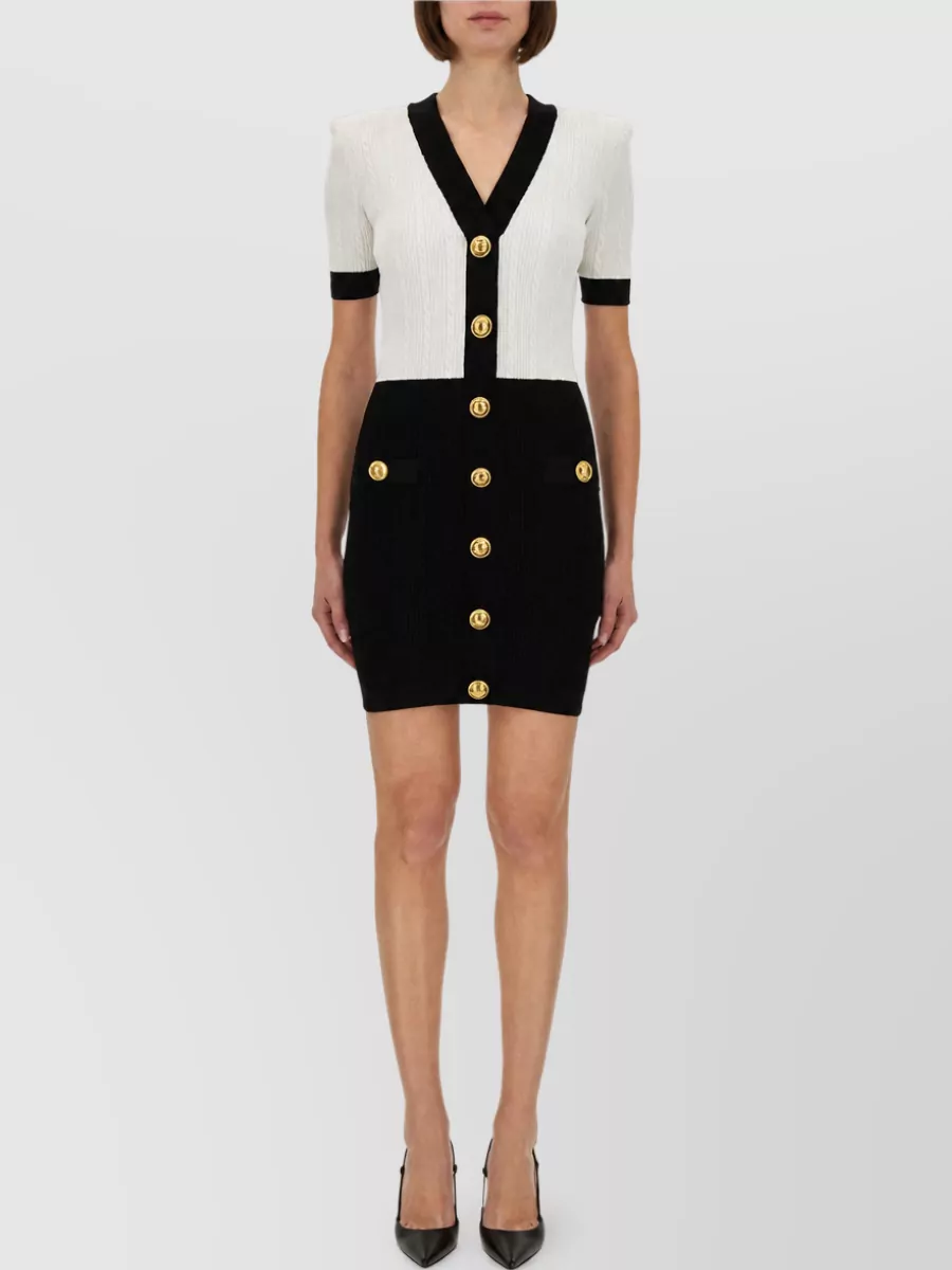 Balmain Two Tone Bodycon Mini Dress