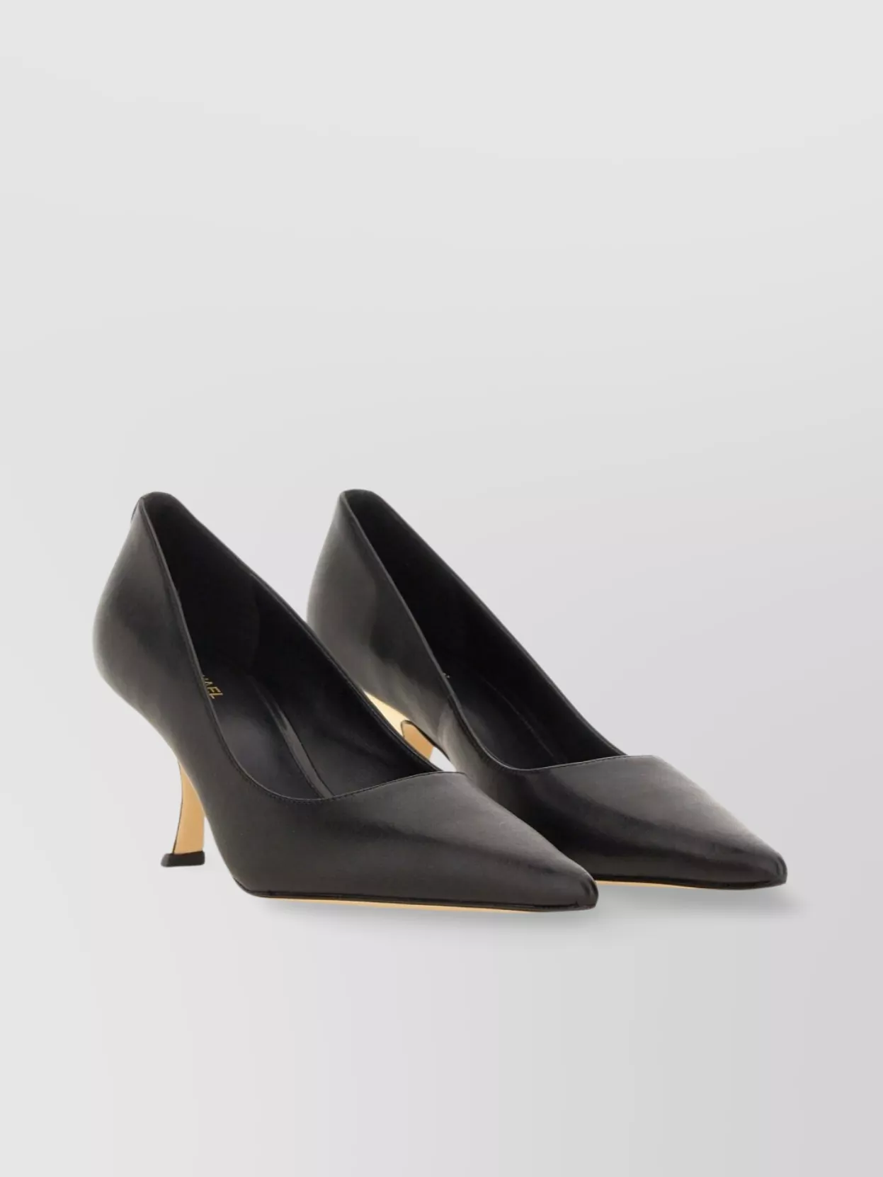 Shop Michael Kors "moon" Pointed Toe Gold-tone Heel Pumps